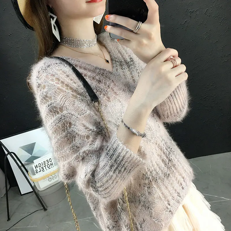 sweater women Женский свитер, Осень-зима, кашемировый вязаный, v-образный вырез, сексуальный, с вырезом, женский свитер и пуловер, женский джемпер, Pull Femme - Цвет: sweater women