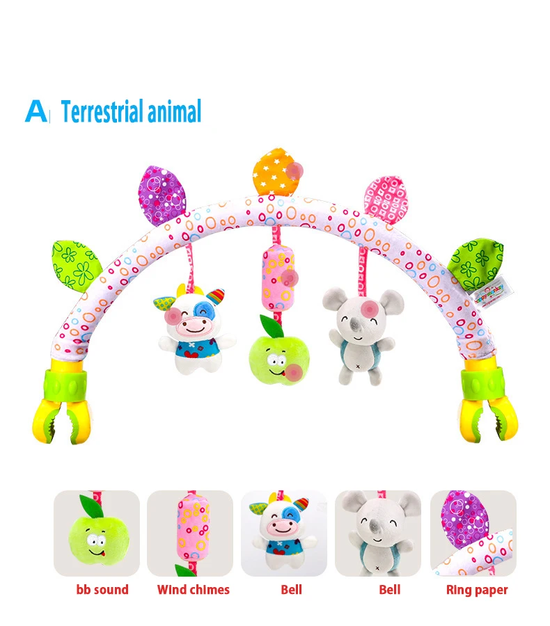 Sonajeros de felpa suave para cochecito, juguetes de felpa para ni&ntilde;os, campana de anillo con sonido, juguetes colgantes, campana para cuna y cama-4