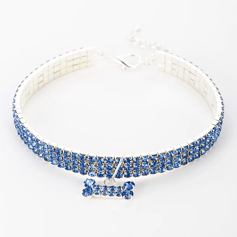 Яркие 3 ряда стразы стрейчевая линия фотособака ожерелья с котом Кристальные