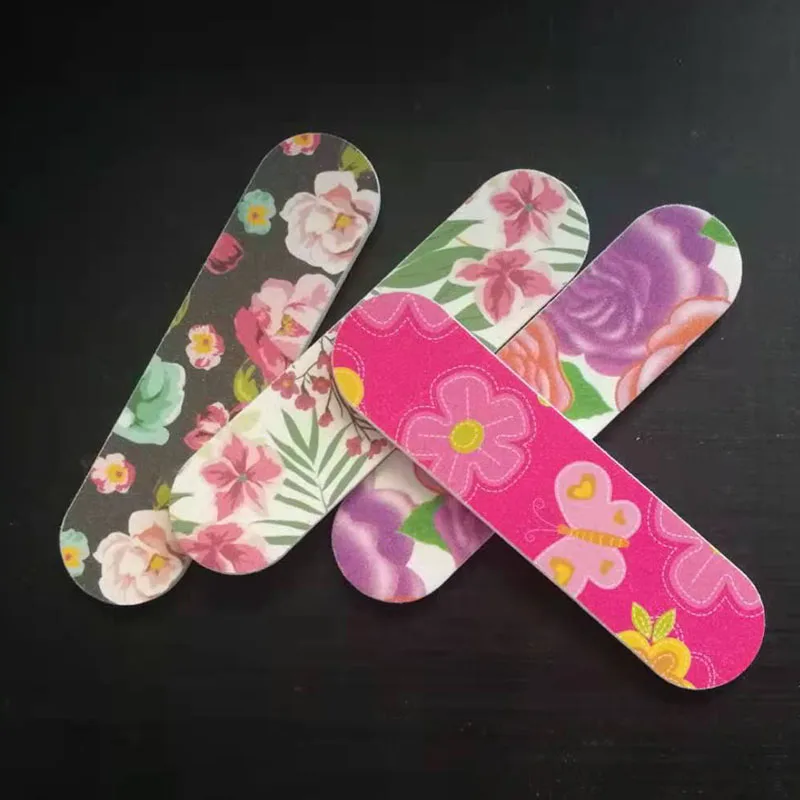 

Mini Floral Pattern Nail Files Sanding Paper Finger Tips Manicure Pedicure Tool 100pcs