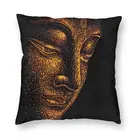 Квадратная наволочка в виде Золотого Будды, домашняя декоративная наволочка с 3D рисунком буддистской искусственной кожи, наволочка для гостиной