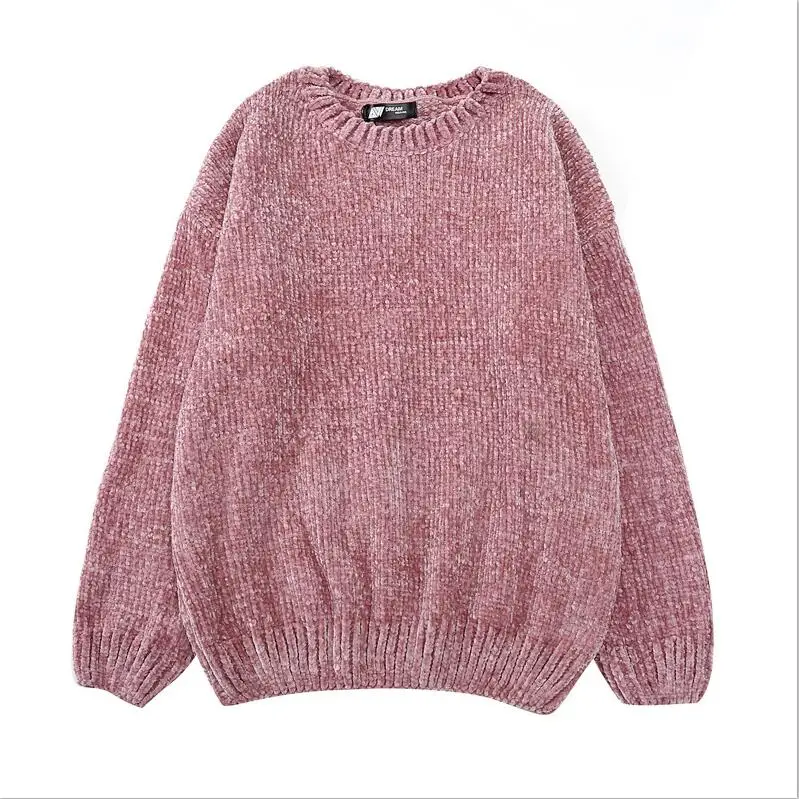 Pink o neck NIJIUDING толстые теплые водолазки негабаритных свитера из шенили с длинным рукавом зима осень базовые свободные пуловеры женские повседневные топы - Цвет: Pink o neck