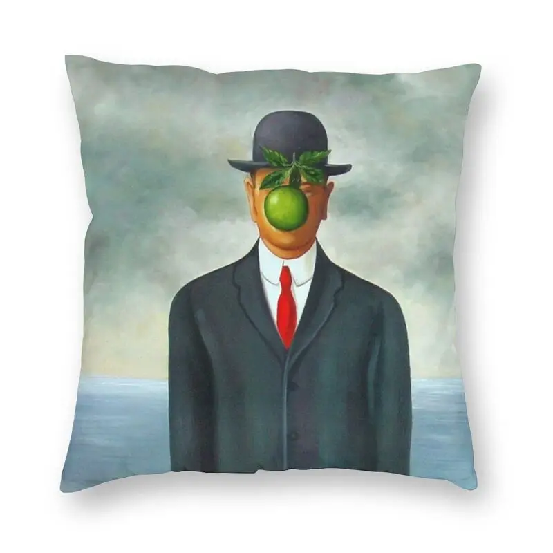 

The Son Of Man Painting By Rene Magritte Square Pillow Case Home Decor Surrealist Art Cushion Cover Throw Pillow for Living Room