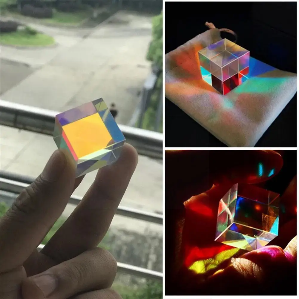 

1PC Prism Six-Sided Bright Light Combine Cube Prism Instrument Experiment Splitting Stained Glass Optical Beam Prism Z4J8