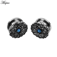 miqiao 2 pcs piercing jewelry pulley ear enlargement creative stainless steel mandala flower auricle hot sale