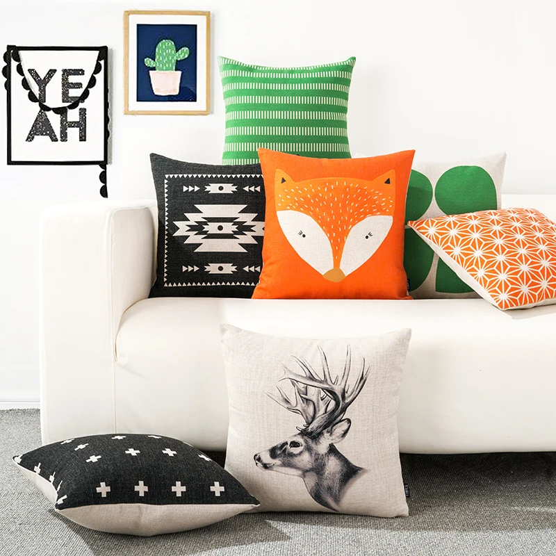 Домашние декоративные подушки наволочка для с геометрическим рисунком оленя