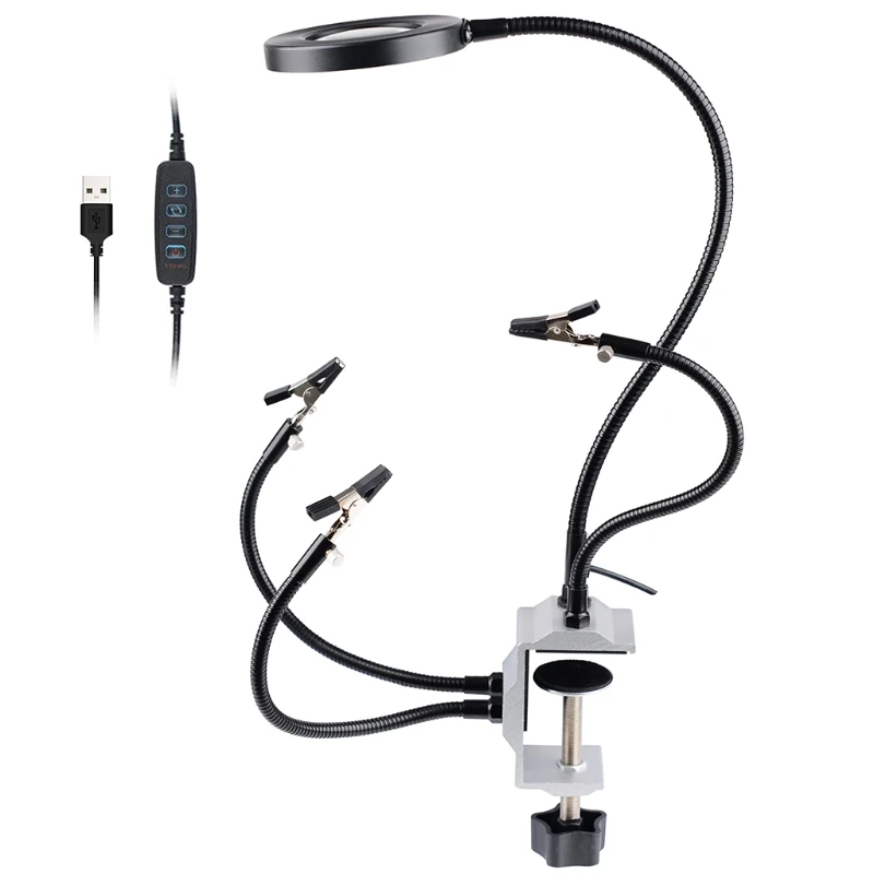 

Настольная лупа со светодиодный Ной подсветкой, инструмент для пайки «третья рука»