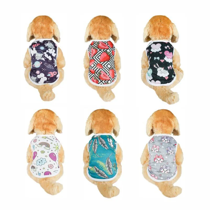 

Cartoon Dog Shirt Summer Small Dog Clothes T-shirt Puppy Vest Soft Comfortable Pet Clothes Cute Print Pets Clothing Pet Supplies