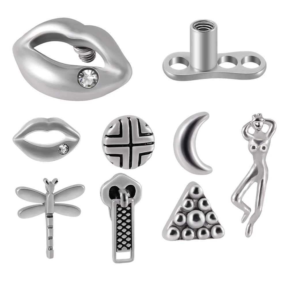 

CHUANCI 1 PC G23 Titanium/Surgical Steel Dermal Anchor Base With Butterfly Moon Lip Shape Dermal Top Body Jewelry