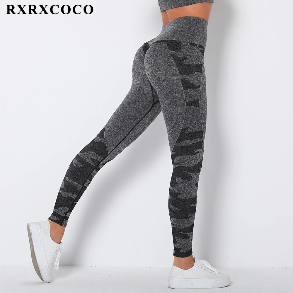 

RXRXCOCO Fitness Yoga Pants Women's High Waist Seamless Leggings Push Up Pants Elastic Colorful Fitness Sport Leggings Women