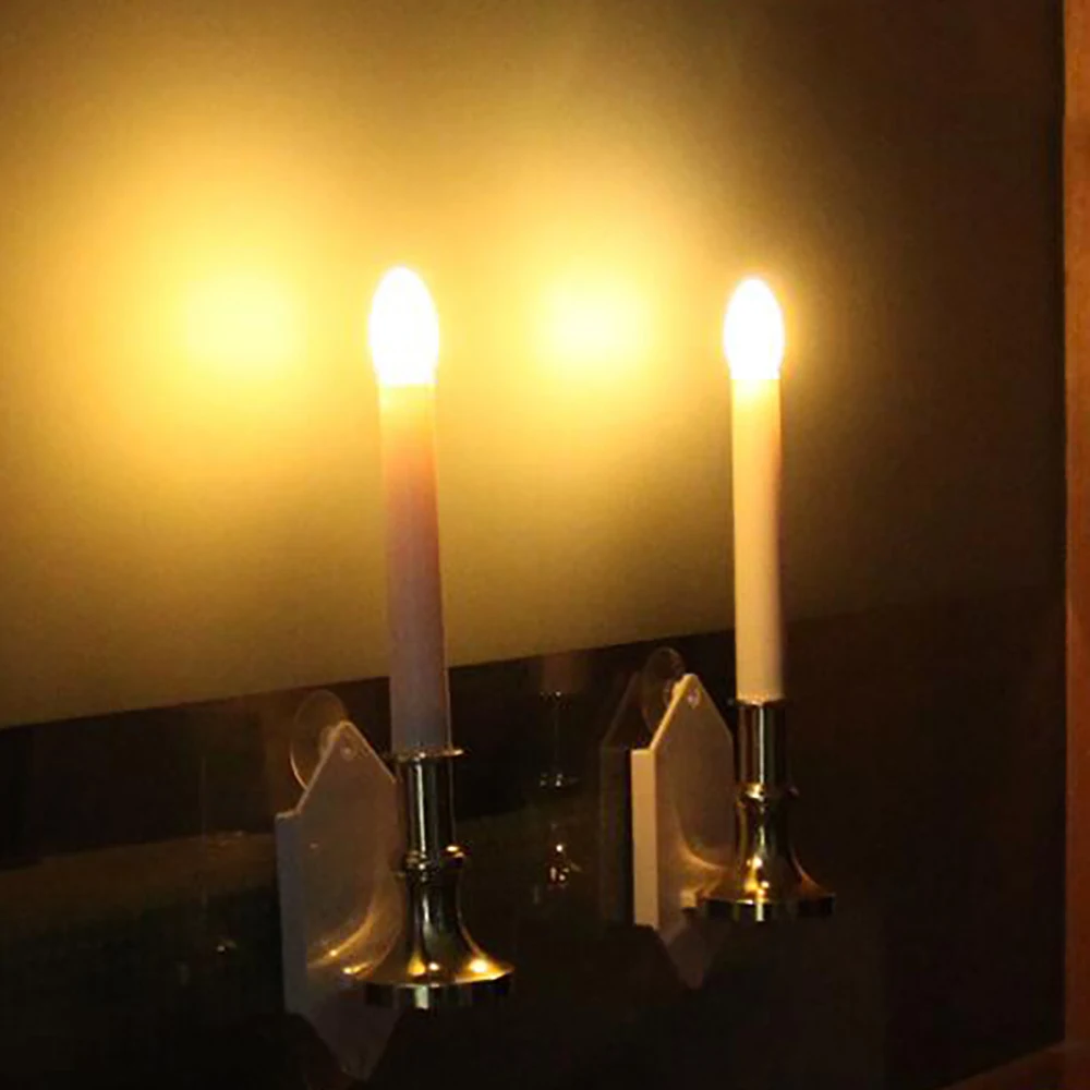 

2Pcs Solar LED Candle Light Wall Light Lighting Home Window Fence Decor solar candle lamps ABS