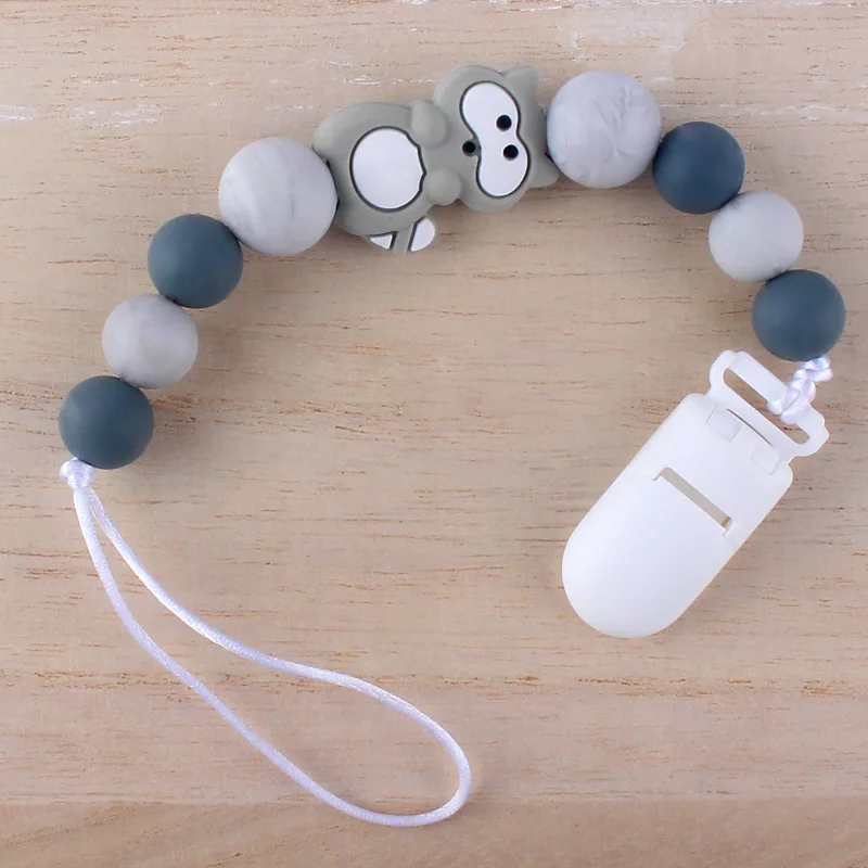 

Baby Pacifier Clip Holder Silicone Animal Beads BPA Free Toddle Soother Chain With Teether Toy Infant Accessories Drop Ship