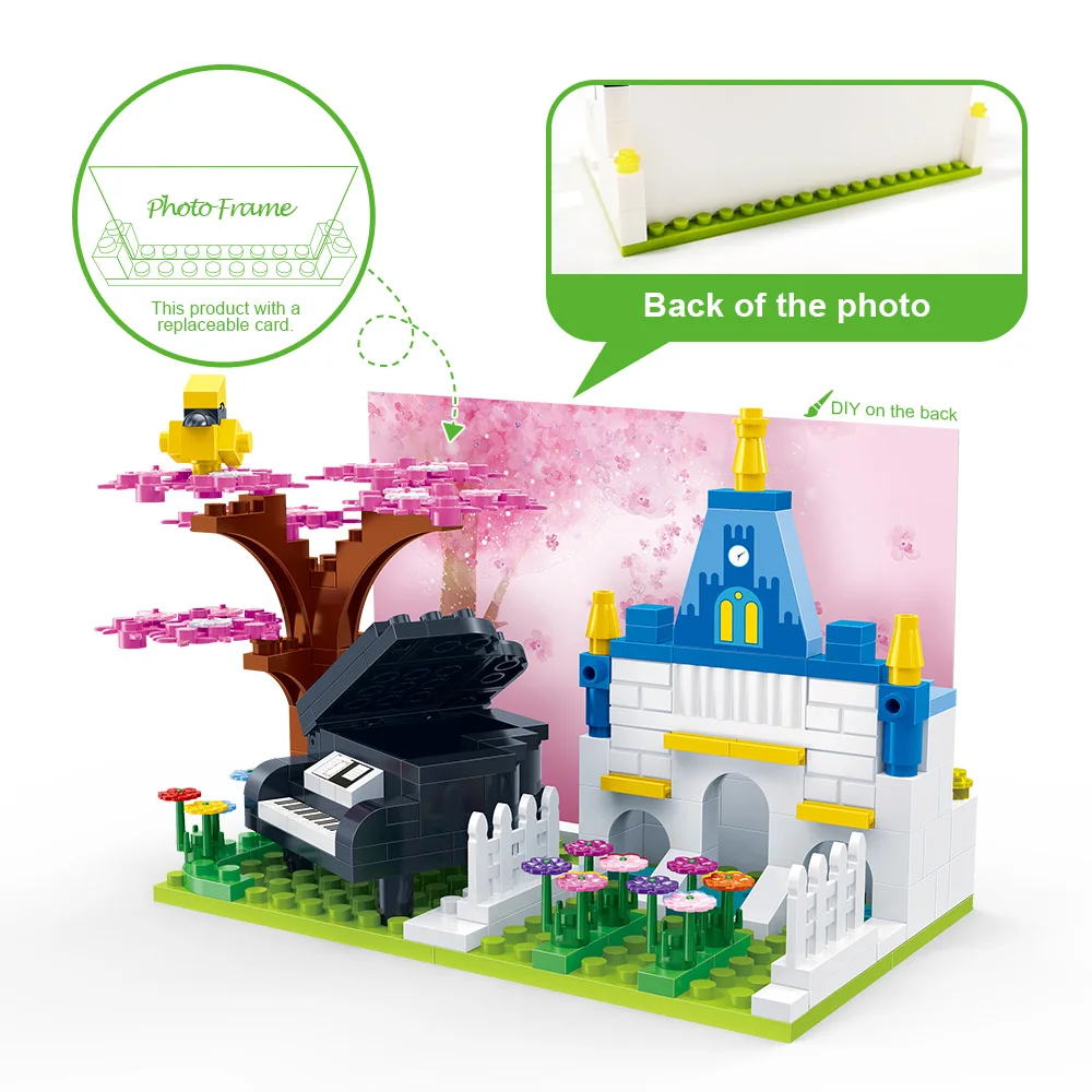 banbao four seasons spring pencil vase photo frame phone holder building blocks office tools for valentines girl boy friend gift free global shipping