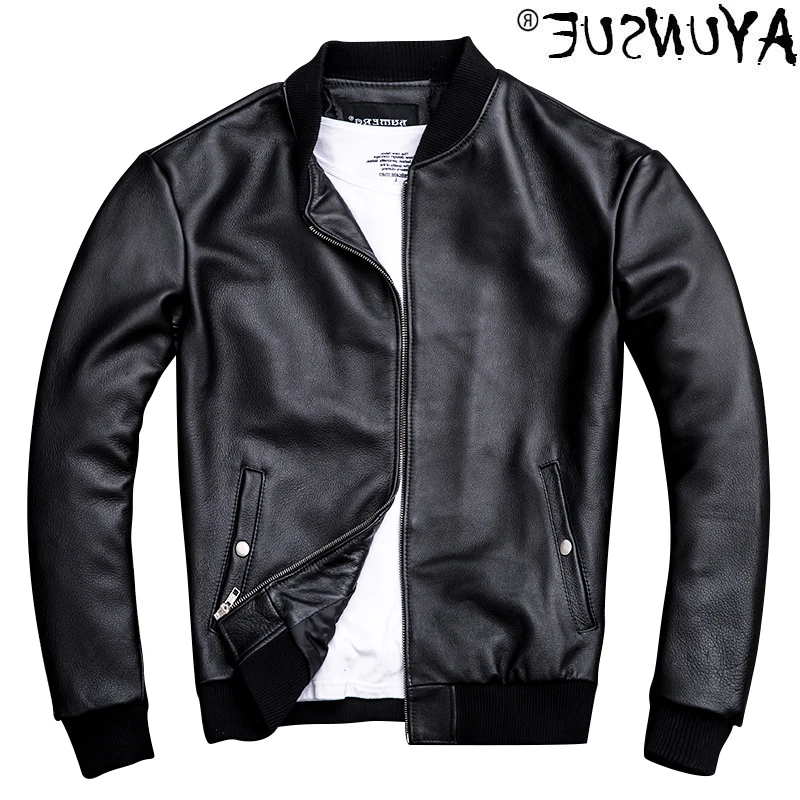 

Men's leather jacket 2021 Vintage cattle leather jacket large Coat Size