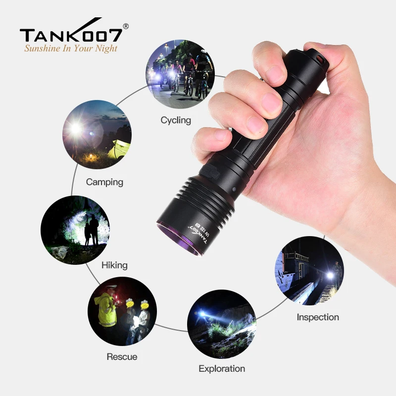 Продажа Светодиодный фонарик TANK007 UV122 NDT, 18650 нм, с аккумулятором