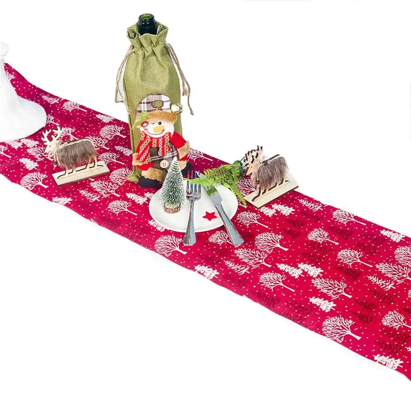

Polyester Cloth Christmas Table Runner Decorative Tree Dining Table Runner Table Runner Cover Home Textile Supplies