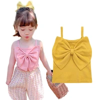 2020 summer girls tank tops bow toddler tank tops candy color children undershirts cotton singlet kids clothing