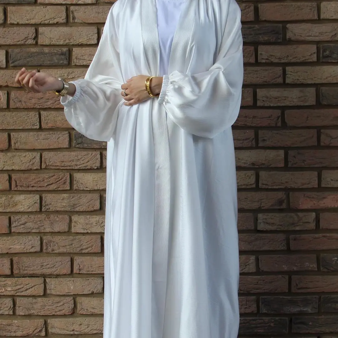 Открытая передняя атласная юбка-кардиган, длинное платье, исламский кафтан Jilbab Дубай, длинная одежда на осень и весну, Средний Восток