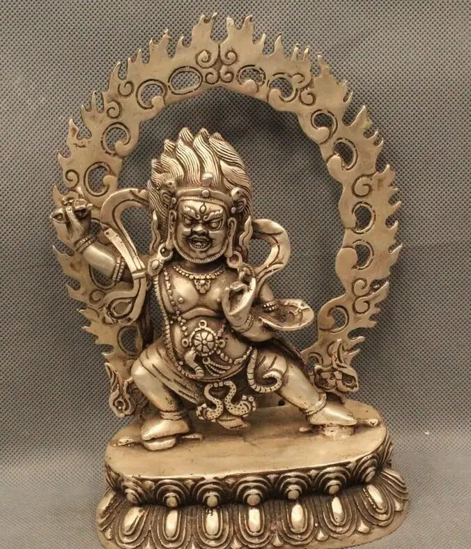 10 дюймовая стандартная Серебряная скульптура Mahakala|Статуи и скульптуры| |