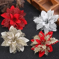 yoriwoo 510pcs artificial christmas flowers glitter fake flowers merry christmas tree decorations xmas ornaments new year gift
