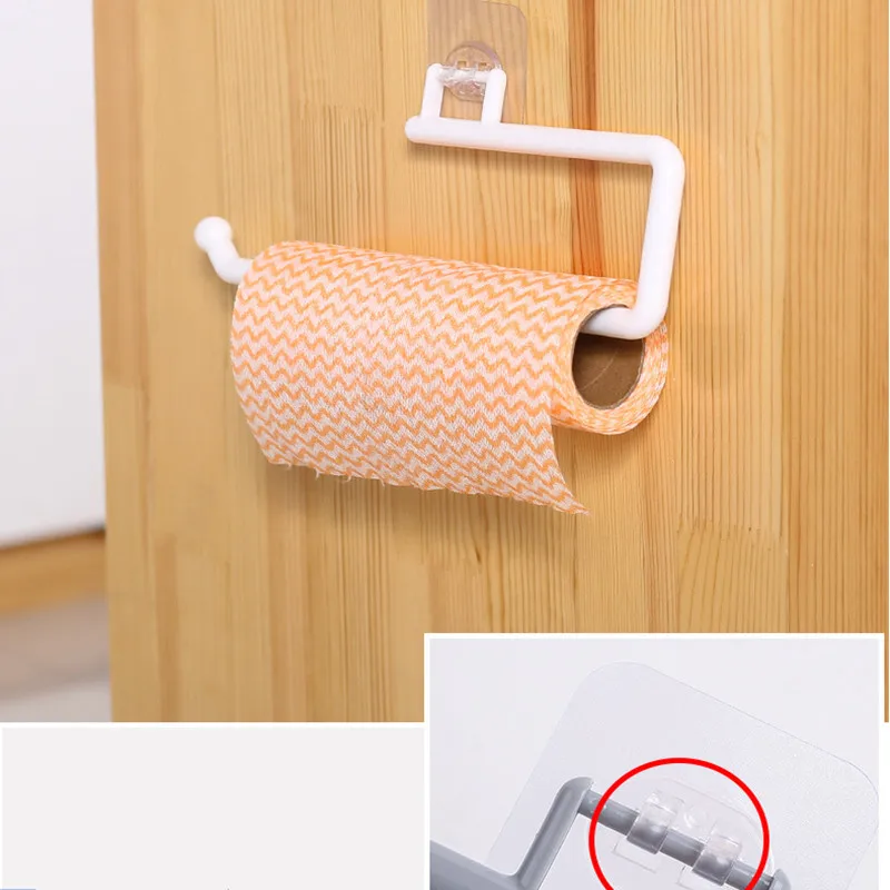 

1Pcs Kitchen Paper Towel Rack Self-adhesive Plastic Bracket Cling Film Bathroom Storage Wall Mount Toilet Paper Roll Holder