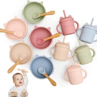 baby feeding set bpa free silicone non slip cat bowl spoon cup childrens dish set kitchenware silicone dishes for baby tableware