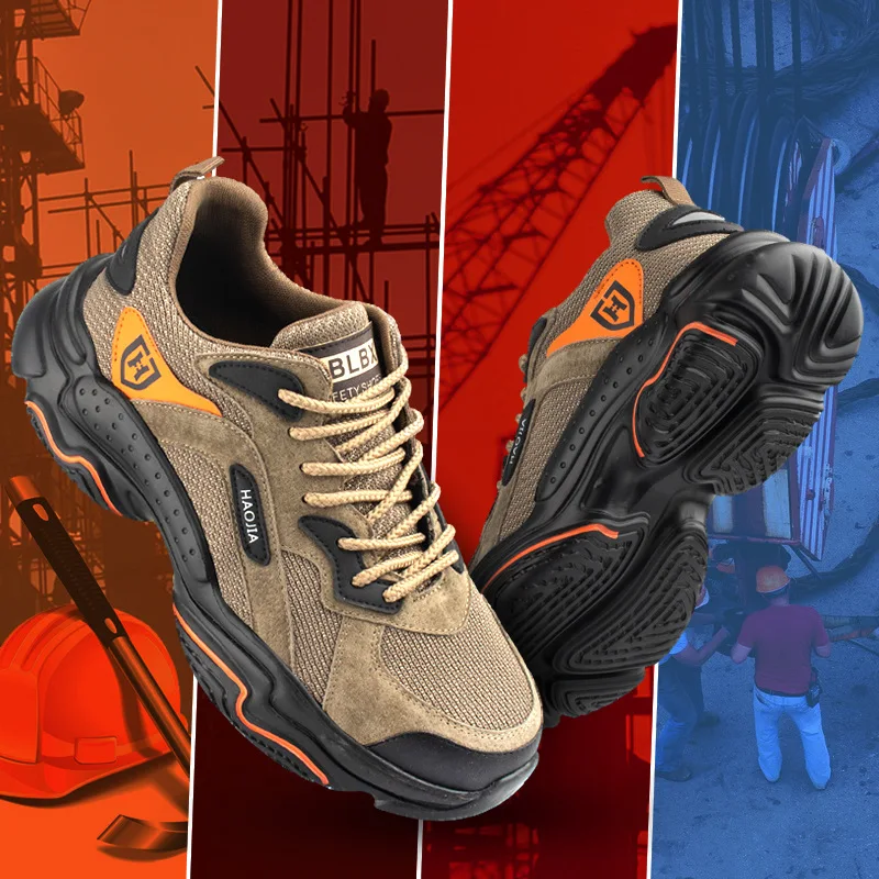 

New Men's Breathable Steel Toe Cap Anti Smash Protective Work Shoes Short Boots Men Puncture Proof Safety Shoes