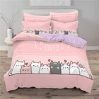 С рисунком кошки из мультфильма пододеяльник наволочка розовый Стёганое одеяло крышка набор Спальня для детей, для девочек и мальчиков тонкие Queen King Размеры 3D Постельное белье
