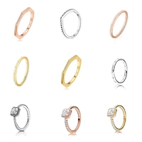 925 sterling silver finger ring diy nut rose gold fashion big cz crystal round ring for women wedding party jewelry