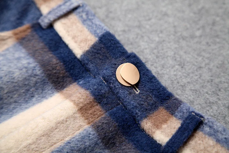 Зимние Для женщин тонкий пуловер в клетку с отложным воротником шерстяное пальто