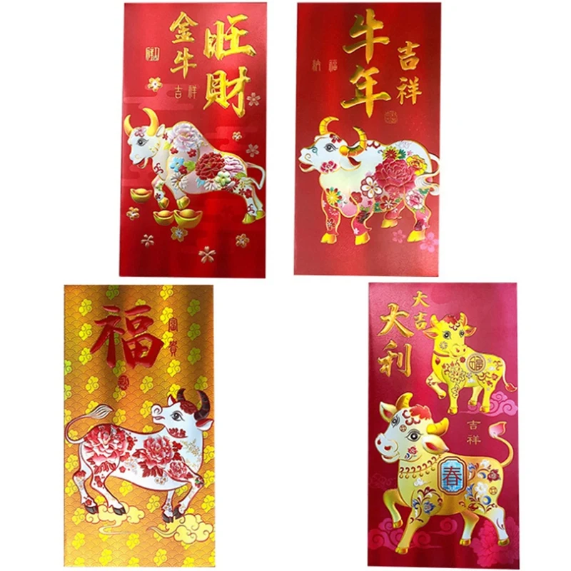

New Year of the Ox Red Envelopes Chinese New Year Creative Upscale Sense of Quality Chinese Festival Gift, 40PCS