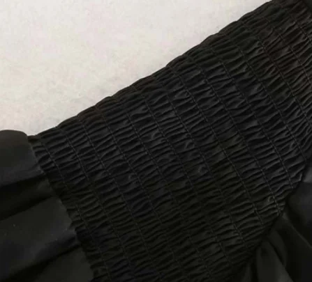 Женская Стильная черная блузка на одно плечо с длинным рукавом Однотонная