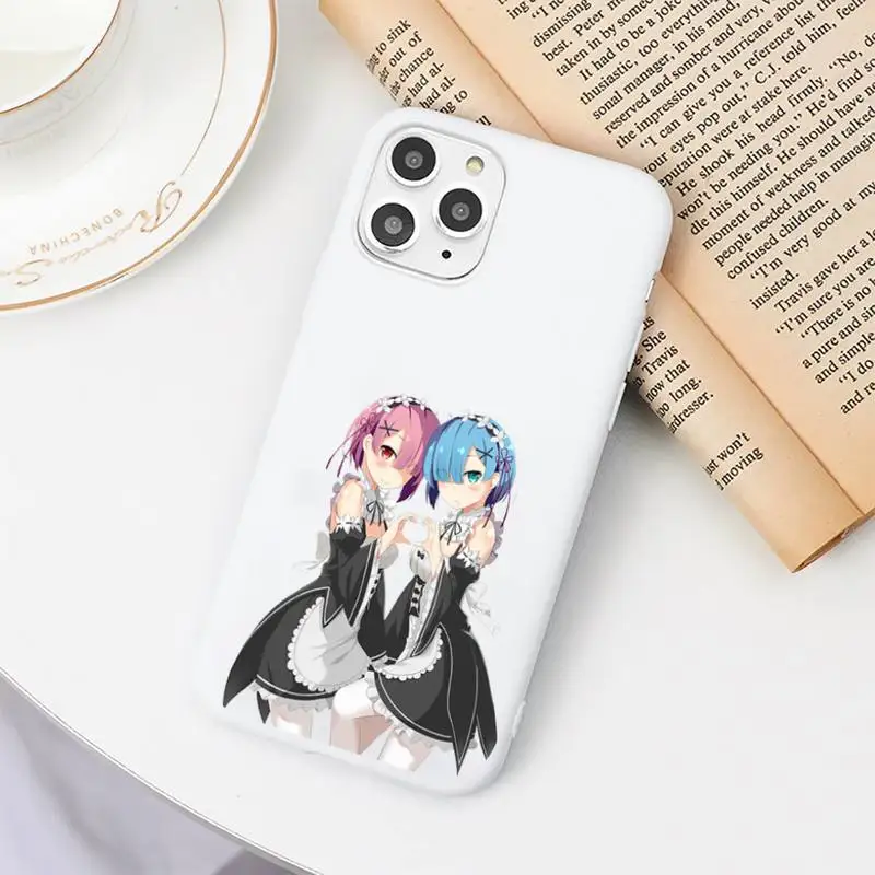 

Re Zero Rem Japan anime Phone Cases Candy Color for iPhone 6 7 8 11 12 s mini pro X XS XR MAX Plus