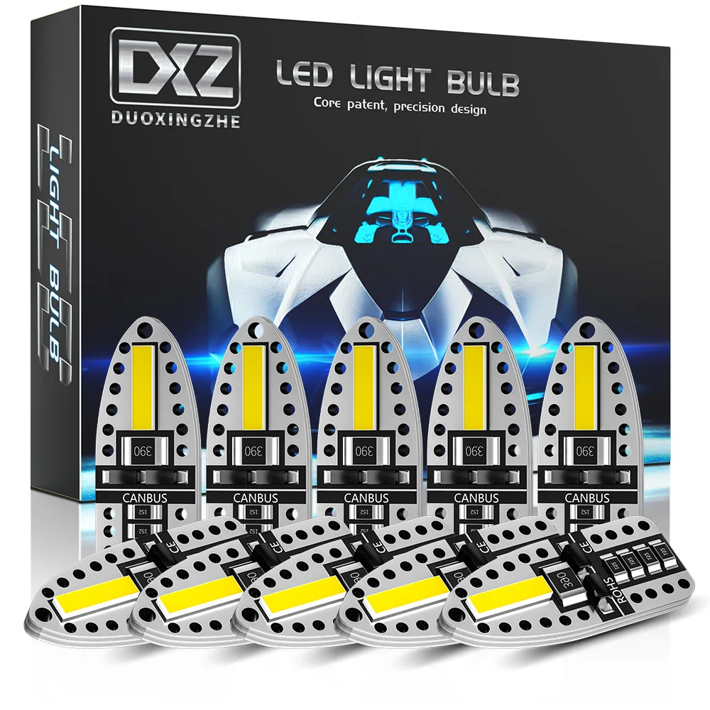 Светодиодсветодиодный лампы DXZ T10 W5W 10 шт. Canbus 168 194 светодиодный 6000K белый свет для