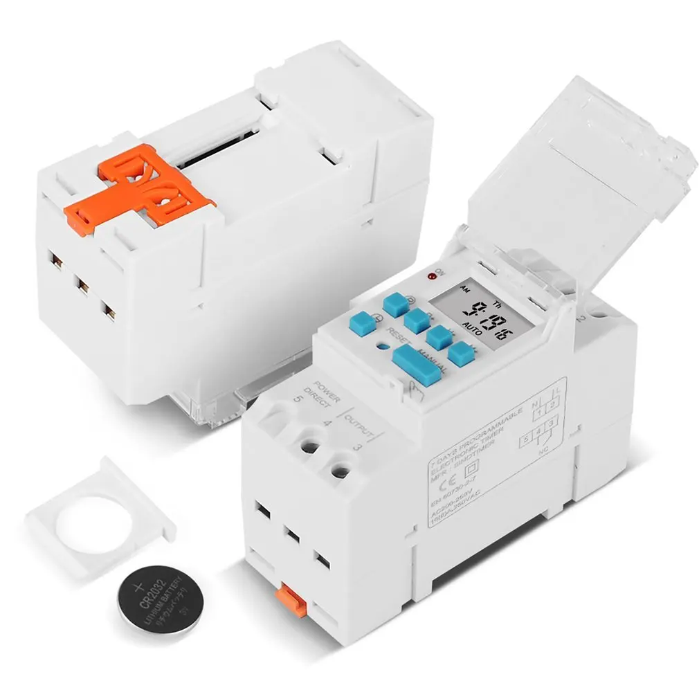 

Voltage Output Digital Switch Timer Replaceable Battery Electronic Time Clock Relay DIN Rail 4 Pins 220V 110V 24V 12V 5V