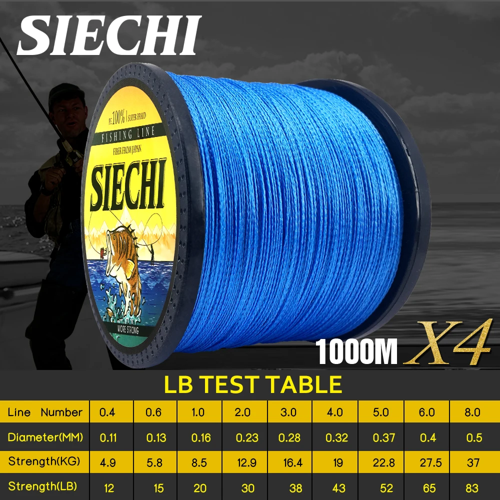 SIECHI синяя рыболовная леска 300 500 1000 м 4 плетеные лески мультифиламентная