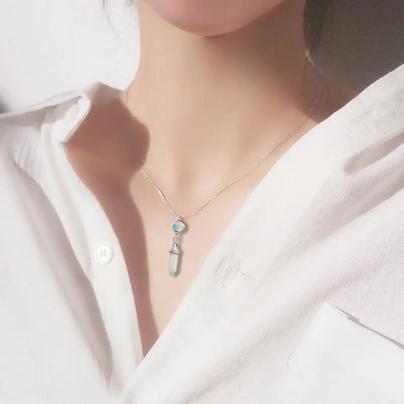 Ожерелье из натурального камня нефрита гексагональная колонна подвеска