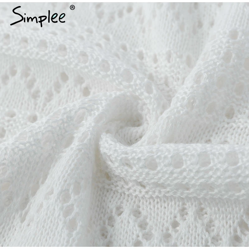 Летнее женское длинное платье Simplee вязаное богемное ажурное пляжное с O-образным