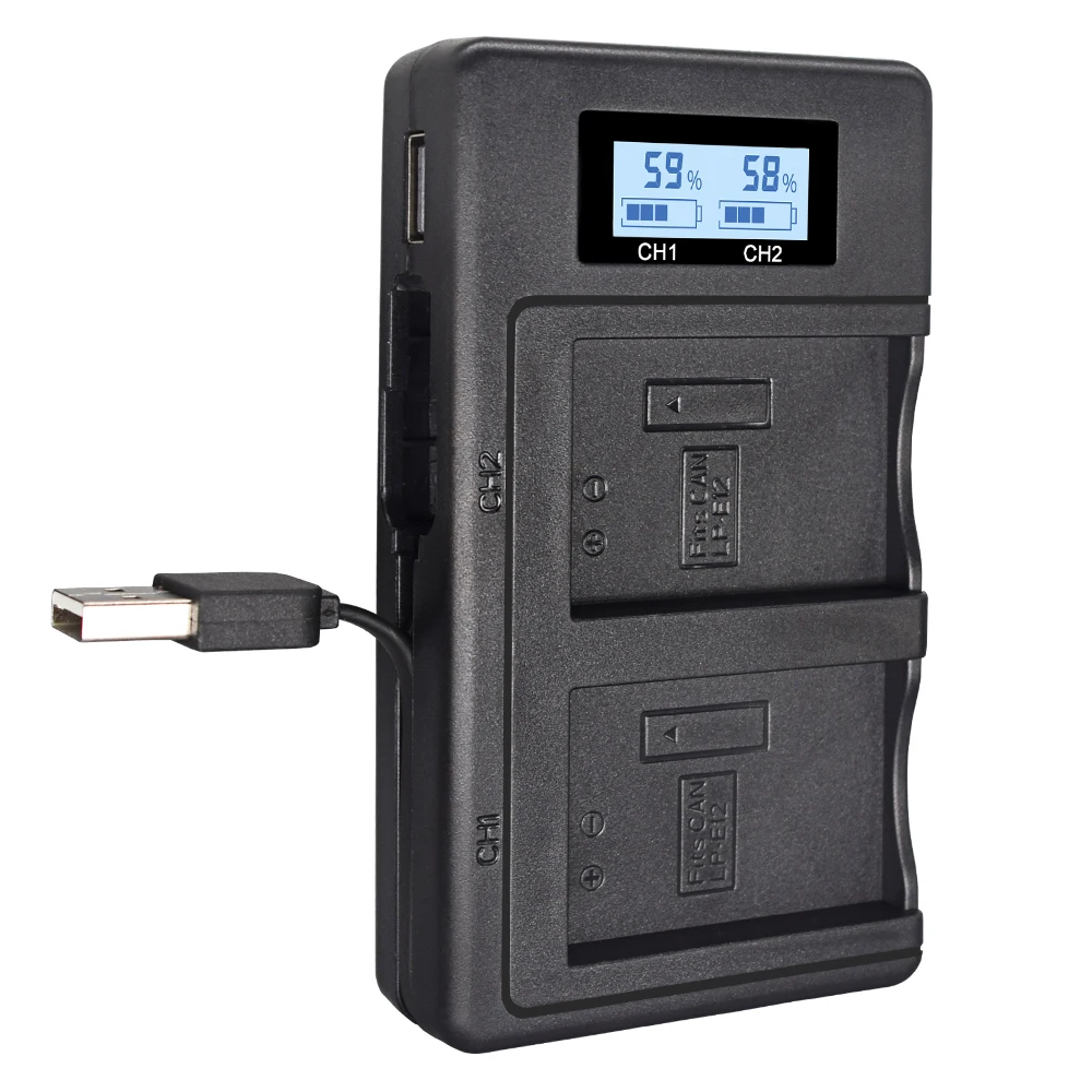 LP E12 ЖК дисплей Dual USB Камера Зарядное устройство для Canon LPE12 Батарея