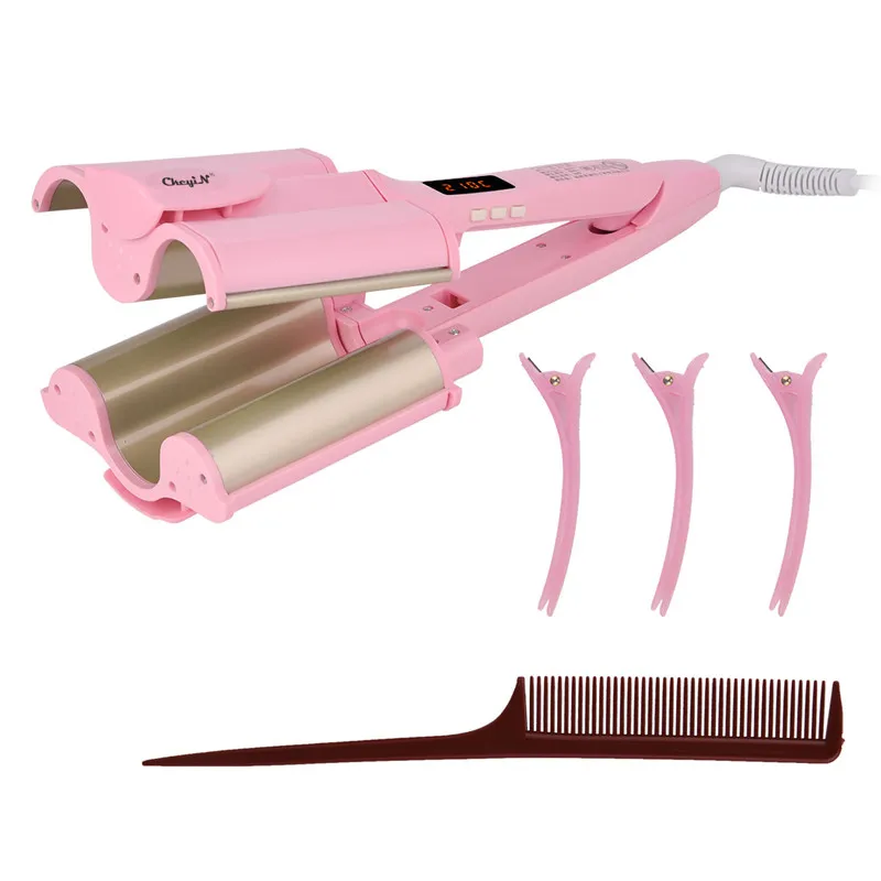 

Ceramic Hair Curler Heating Barrel Curl Lcd Display Curling Iron Waver Rollers Adjustable Temperature Beauty Salon Curly Hair