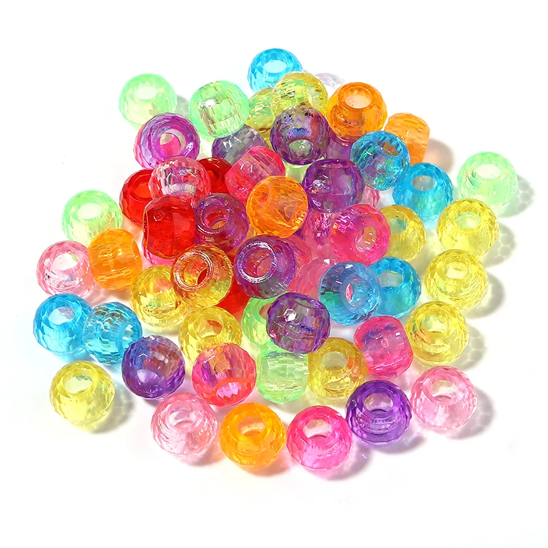 

100pcs Acrylic Cut Surface Barrel Beads Mix Color Loose Spaced Beads For Jewelry Making Necklace Bracelet DIY Wholesale