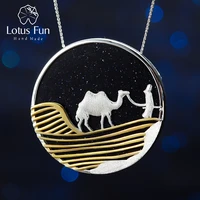 lotus fun starry desert nights 18k gold pendant without necklace real 925 sterling silver handmade fine jewelry for women gift