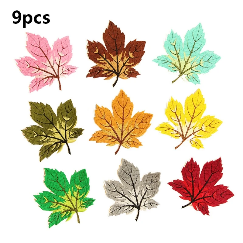

9 Piece Multicolor Maple Leaf Sew/Iron On Appliques Embroidery Patches for Clothing Art Crafts DIY Badge Stickers Decor 72XF