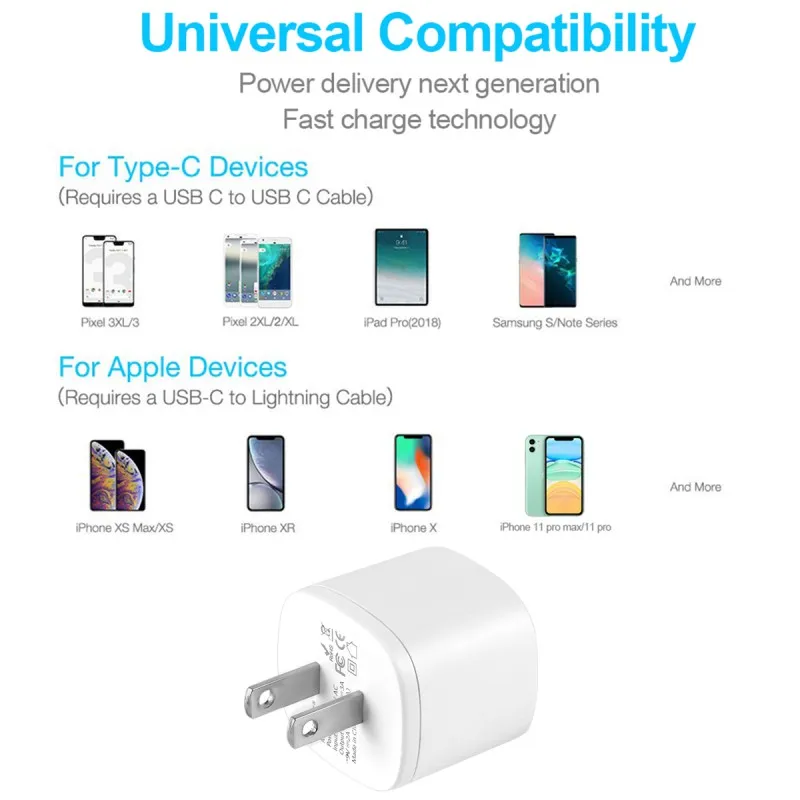 Зарядное устройство USB C для планшетов компактное портативное зарядное быстрой