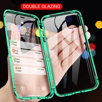 360 magnetic adsorption metal case for iphone 12 11 pro xs max xr double sided glass case for iphone 7 8 6s plus se magnet cover