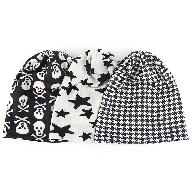 Шапка-бини унисекс Тёплая вязаная шапка с рисунком черепа звезды тёплая |