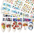 12 шт. слайдер для ногтей разноцветные бабочкикленовый лист дизайн переводная татуировка мультфильм ногти маникюр наклейки польский стикер