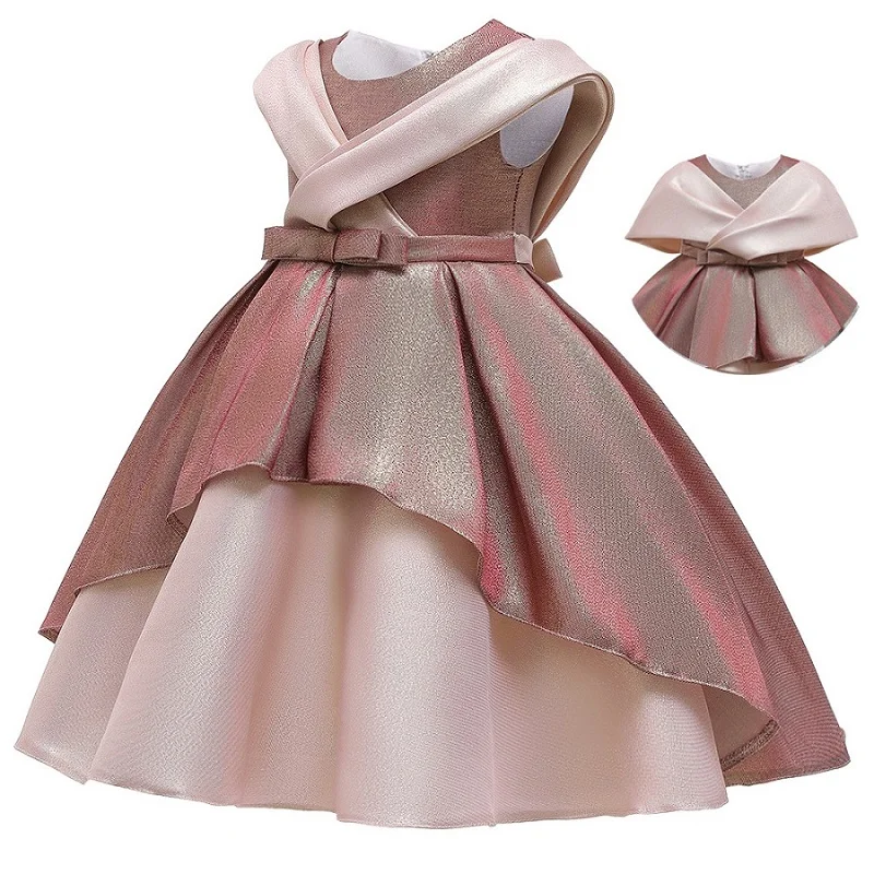 New girls' wedding party two pieces of patchwork puffy dress Princess flower children's holy feast GOLD SEQUIN | Свадьбы и