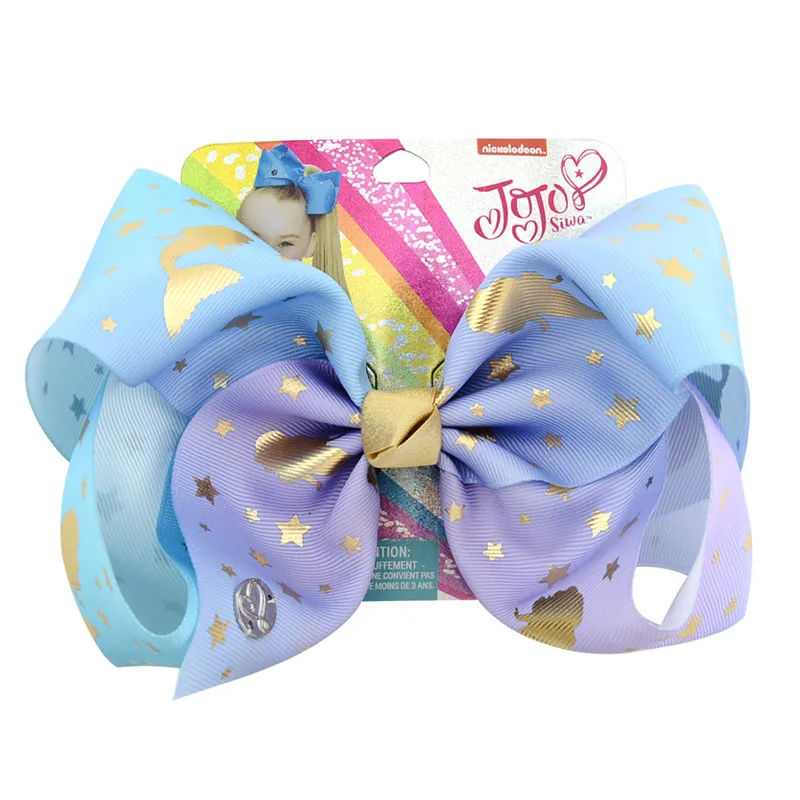 

6Pcs/lot 8inch Headclips Heart Star Mermaid Horse Unicorn Print Bow With Clips For Kids Girl Colorful Hairgrips Hair Accessories
