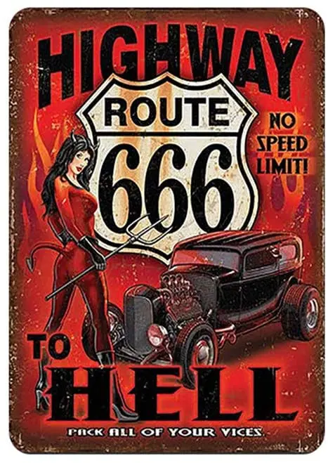 

Tin Sign Route 66 for Decor 12" X 8" Inches, Suitable for Bar/Cafe/Home Kitchen/Restaurant/Dorm/Garage/Man Cave/Lounge Decor